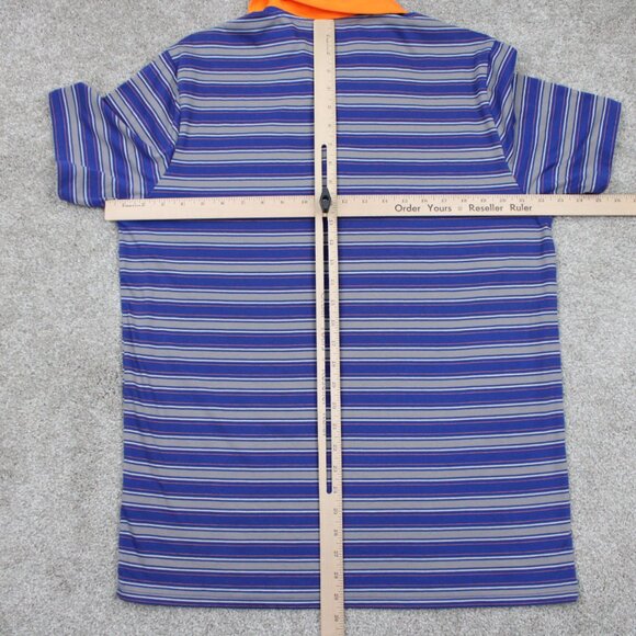 Puma Polo Shirt Mens Large Blue/Orange Contrast Collar Cotton Golf S/S Pullover - Picture 11 of 14